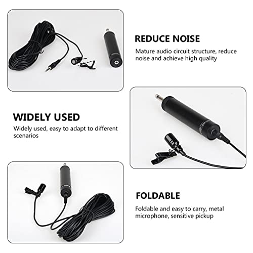 EXCEART Kit de Microfone de Lapela Lapela Clip- on Lav Mic para O Desempenho 10M Fio Condensador Omn