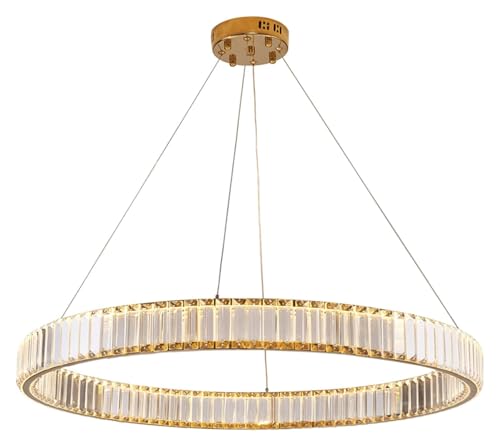 Chandelier Lámpara de Techo MAZHILIANG Anillo de Comedor Villa Lámpara de diseño, LED Lig Lámpara de Cristal Moderna de Lujo para Sala de Estar, Lámpara de araña de Cristal Circular dúplex