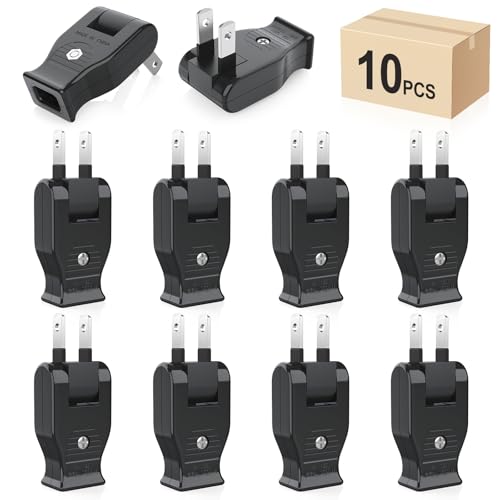 ムービープラグ 黒 HITRENDS コンセント 180°回転 【10個入り】スーツ 差込み コンセント 向き アダプター 15A 配線 回転プラグ 1500Wまで スナップキャップ