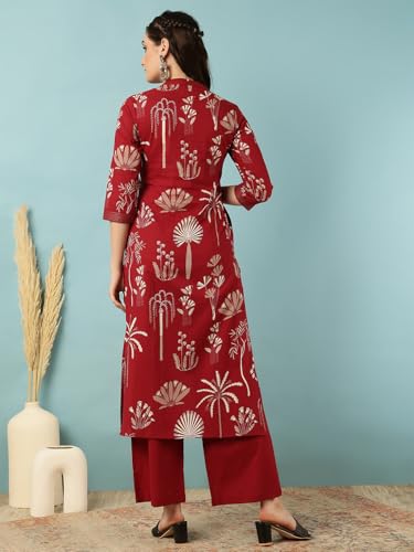 Image of GULMOHAR JAIPUR Women's Rayon Calf Length Printed Straight Kurta Bottom Set