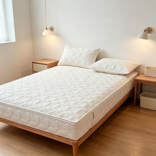 Funda cubre colchón de algodón con cremallera 180x190 verde para protección de cama 360 8
