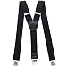 JINIU Mens Black Suspenders Wide Adjustable Elastic Braces Y-Shape with Strong Clips Heavy Duty Black
