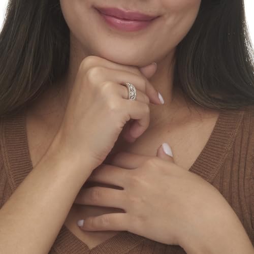 Palm Beach Jewelry Sterling Silver Round Cubic Zirconia Filigree Eternity Ring4