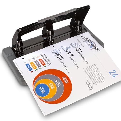 Image of Swingline 3 Hole Punch, 45 Sheet Capacity Three Hole Puncher 3 Ring, Paper Punch, SmartTouch Low Effort, Black & Silver (74136)