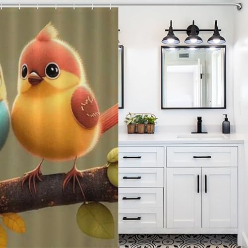 Rideau de douche oiseau polyester imperméable lavable 168x183cm - 5