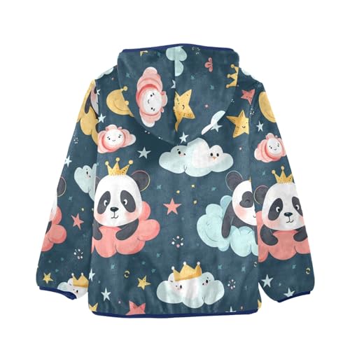 Boys Girls Fleece Jacket Cartoon Prince Panda in Clouds Kids Warm Hooded Outwear Coat2