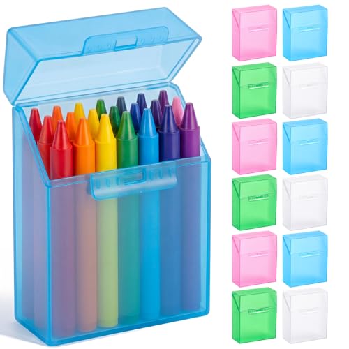Image of Clabby 12 Pcs Clear Plastic Crayon Boxes Hold 24 Count, Crystal