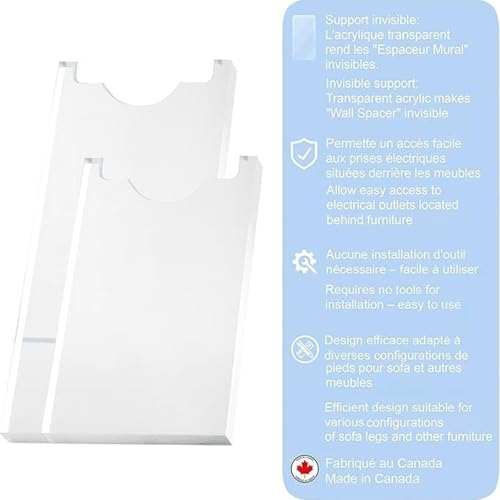 Protector de pared transparente para sofá y espaciador acrílico de muebles 6