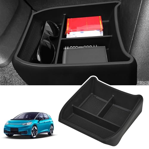 Vide-poche console centrale ID.3 en ABS noir avec tapis de protection durable - 7
