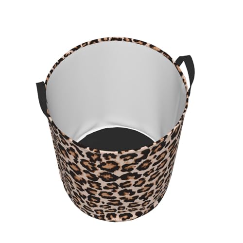 Image of Cheetah Print Round Laundry Hamper Leopard Animal Skin Storage Basket Toys Clothes Organizer Bin For Home Bathroom Bedroom Dorm Nursery, 38l