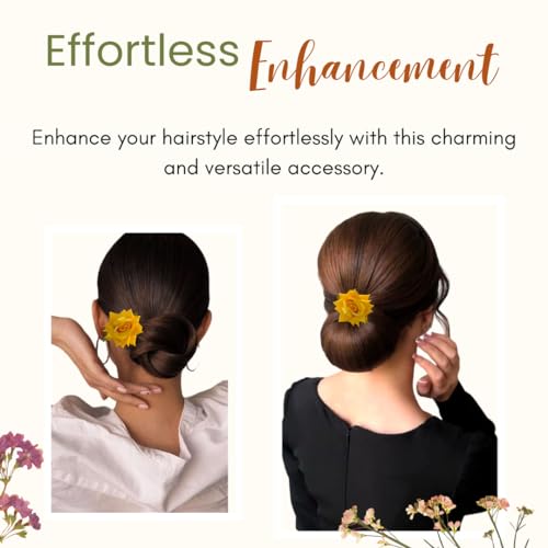 Image of Hair Flare Artificial Plastic & Metal Rose Flower with An Abundance of Petals Design Hairpin /Hair Clip /Judabun | Bridal Hair Accessories, Wedding, Festival for Women & Girls - 2700, Set of 2
