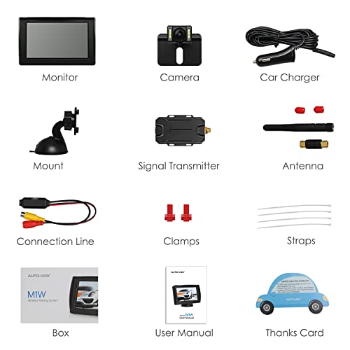 AUTO-VOX M1W Wireless Backup Kamera-Kit,Rückfahrkamera drahtlos, IP68 Wasserdicht LED Super...