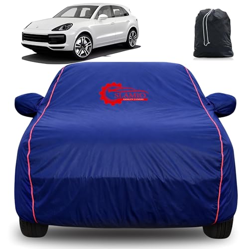 Image of 100% Waterproof Car Cover for Porsche Cayenne | All-Weather, Dustproof & UV Protection | Heavy-Duty 3-Layer Fabric | Custom Fit with Mirror & Antenna Pocket | Navy Blue