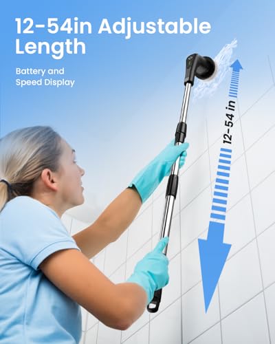 Image of Leebein Electric Spin Scrubber, Cordless Cleaning Brush with 8 Replaceable Brush Heads, Tub and Floor Tile Power Scrubber Dual Speed with Adjustable & Detachable Handle for Bathroom Tub (All Black)