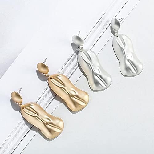 Matte Gold Dangle Earrings for Women Big Drop Earrings Long Geometric Statement Earrings for Women - Image 5
