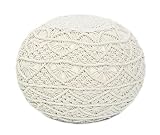 WOVEN ST. Hand-Knitted Cotton Macrame Pouf - 100% Cotton - Footrest - Cover with Filling - Floor Cha
