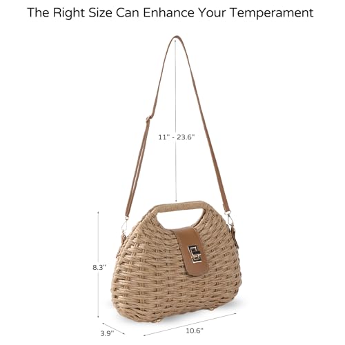 Richeart Clutch Purses for Women - Summer Beach Crossbody Bag with Adjustable Strap - Boho Shoulder Handwoven Straw Purse4
