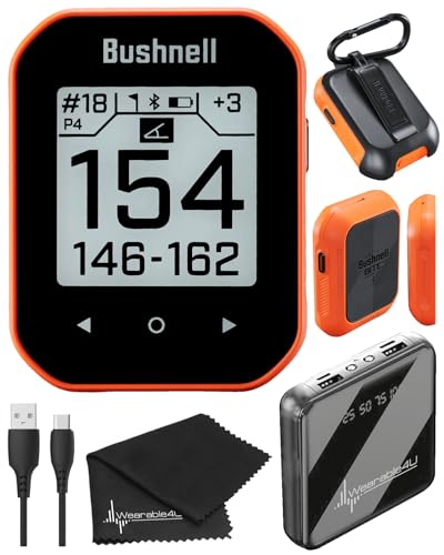 Wearable4U Bushnell Phantom 3 Slope GPS Golf Orange with Slope Technology, Touchscreen, Magnetic Cart Mount with Power Bank and Towel Bundle