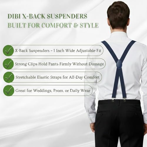 Image of Dibi Suspenders for Men - Adjustable X back Suspender with 4 Strong Clips