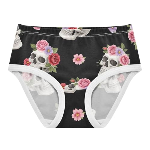 Cotton Toddler Girls Underwear White Skulls Floral Black Flowers Girl Panties Cute Animal Briefs Girls Undies 2t