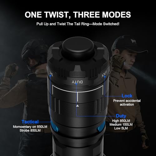 WUBEN T4 Rechargeable Torch,850 Lumens Super Bright Torches Led, 1315 FT Long Throw Flashlight, IP68 Waterproof Camping Torch for Home, Inspection,Emergency, Hiking，Work