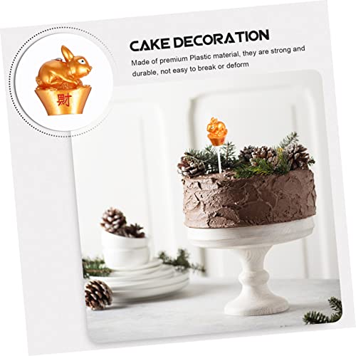 Dechous 10 Pcs Cake Insert Chinese Decor Chinese New Year Cake Decoration New Year S Eve Cupcake Topper Zodiac Year Rabbit Decor Rabbit Ornaments For Cake Miniature Rabbit Topper Plastic #TOP4