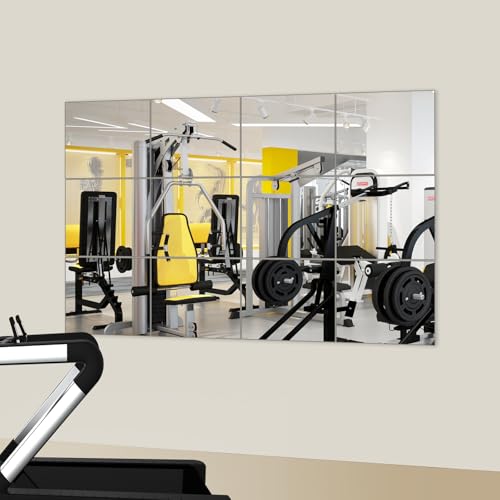 JAMBALAY Full Length Wall Mirror Tiles, 10''×12''×12Pcs Home Gym Mirrors