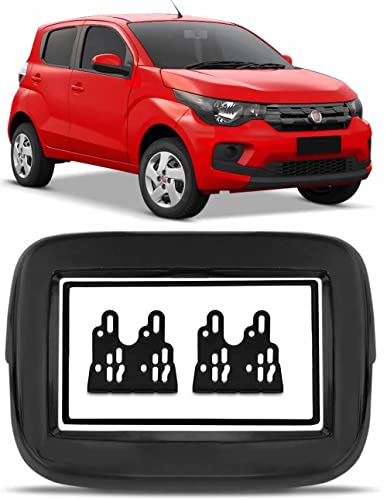 Moldura 2 DIN Black Piano Fiat Mobi sem som de fábrica 2016 2017 2018 2019 2020 2021 2022 Expex - EP