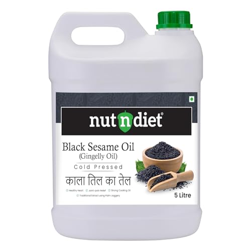 Image of nutndiet Cold Pressed Black Sesame Oil (Gingelly Oil) 5 Litre Can | Pure & Natural | Ideal for Cooking, Hair Care, Skin Care & Massage | Nutrient-Rich & Unrefined