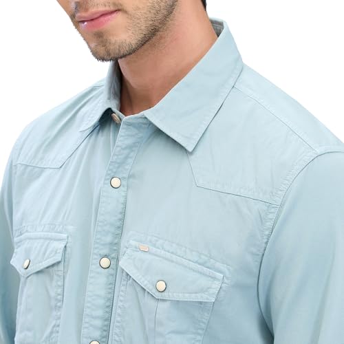 Image of Spykar Men's Slim Fit N /A Full Sleeve Solid Casual Shirts