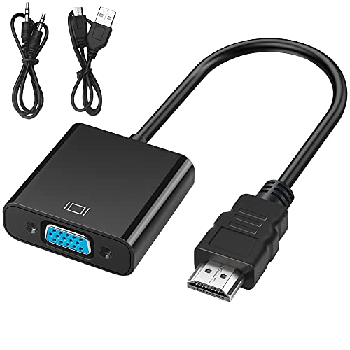 Adaptadores Hdmi Adaptador de Cable HDMI a VGA, Seminer Adaptador HDMI a VGA Macho a Hembra con Conector de Audio de 3,5 mm Compatible para...