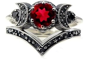 Wicca Pagan Triple Moon Goddess Ring Set: Enchanting Jewelry with Lunar Symbolism