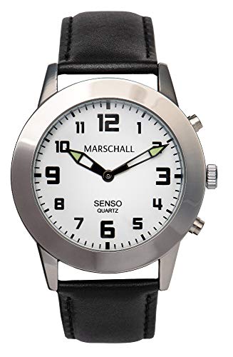 Preisvergleich Produktbild Sprechende Herren-Armbanduhr mit Touch-Funktion MV Lederarmband Senso