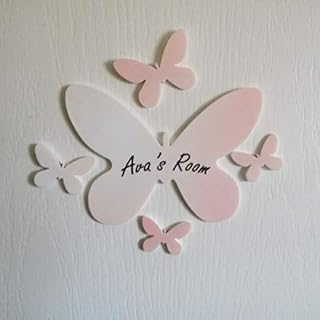 Laserables Personalised Colour Butterfly Door Name Plaque Boy or Girls Bedroom Room Sign