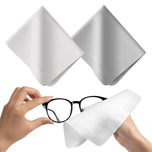 K&F CONCEPT クリーニングクロス 2枚入り メガネ拭き 18cmx15cm超極細繊維生地 マイクロファイバー 個包装封筒バッグ 眼鏡拭き カメラレンズ タブレット画面 スマホ拭き サングラス 時計 望遠鏡用 クリーニング用品 (1枚ホワイト1枚グ