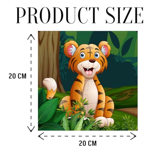 Fiddlys Fiddly's 16-Piece Wooden Jigsaw Puzzles for Kids Ages 3+, Double Layered Wooden Puzzles with Bright Front & Back Print (Animals Pack of 4)