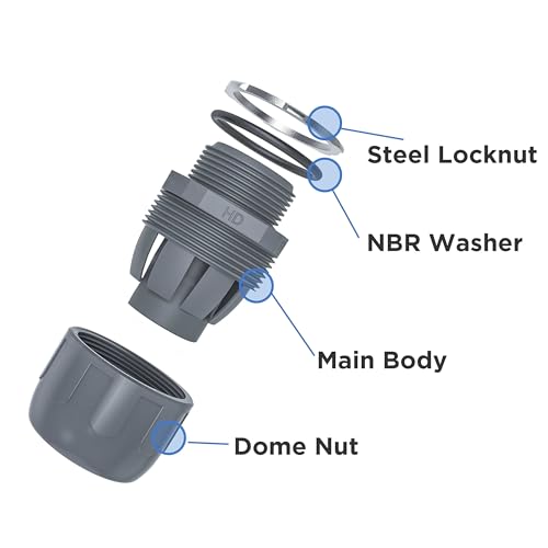 Image of Conduit Connectors, 1 /2 Inch, Straight, Grey, 300-Pack | Liquid Tight Connector, NPT, Non-Metallic, for PVC Electrical Flexible Conduit Fittings, 180 Degree, UL Listed