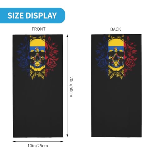 Romania Romanian Rumanian Flag Skull Neck Gaiter Balaclava Face Mask for Men Women Patriotic Design Seamless Bandana Cover Scarf Headwear Headband Head Wrap White3