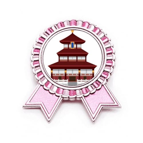 Broche temple chinois en métal rose taille M aux finitions soignées pour sublimer vos vestes