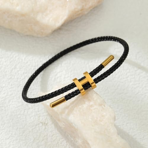 Image of AIMADE Bracelets for Women Adjustable Charm Bracelet, 18k Gold-plated Buckle Design Titanium Steel Wire Rope Women's Gift Jewelry