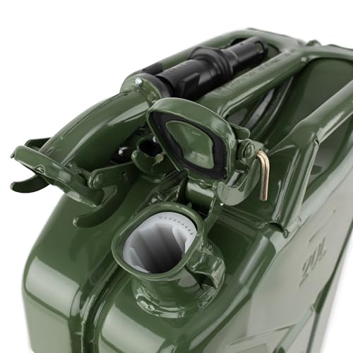 Wavian USA JC0020KVS Green Authentic NATO Jerry Fuel Can and Spout System (20 Liter)