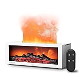 TMEHM Fireplace Flame Air Diffuser Humidifier,7 Colors Aromatherapy Essential Oil Diffuser,Ultrasonic Aroma Humidifier with Timer for Home,Bedroom,Office,Yoga (White, L)