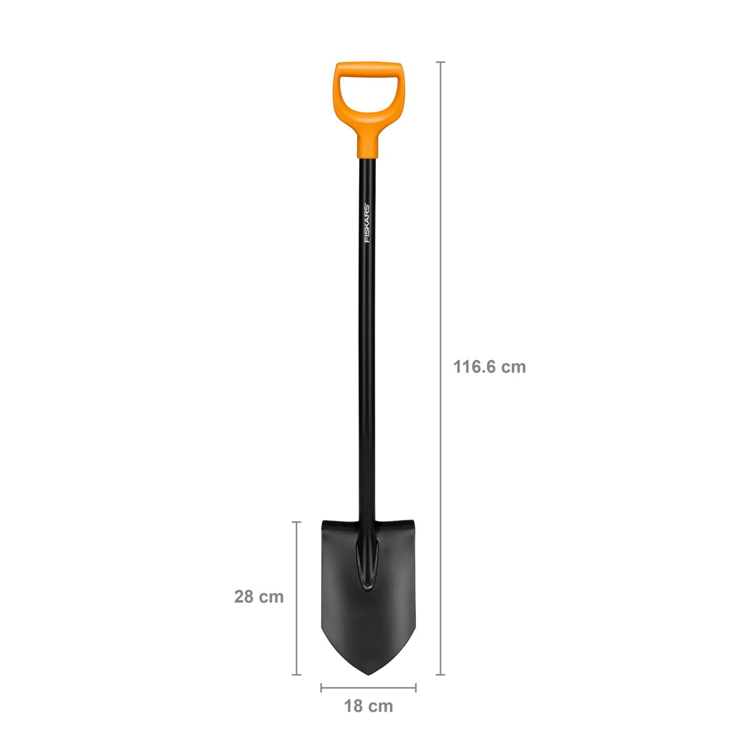 Fiskars Gärtnerspaten für harte, steinige Böden, Spitz, Länge 116,6 cm, Hochwertiges Stahl-Blatt/Kunststoff-Stiel, Schwarz/Orange, Solid, 11066716