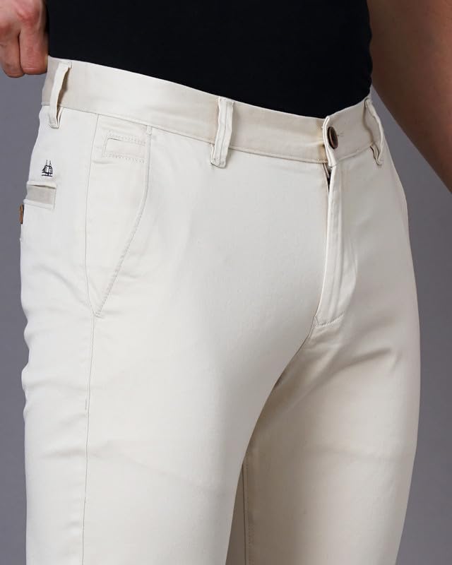 Image of British Club 100% Cotton Slim Fit Flat-Front Trousers for Men | Tailored Design for a Clean Look | Versatile for Office & Casual Wear | Lightweight Breathable Fabric | Black