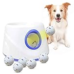 Automatic Dog Ball Launcher, Dog Ball Throw Launcher, 3 Adjustable Distance 20-45FT, with 6 2.3-inch ETPU Balls, for Small/Medium Dogs, Indoor and Outdoor Interactive Toys