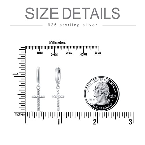 Pendientes de cruz de plata 925 unisex para orejas perforadas 6