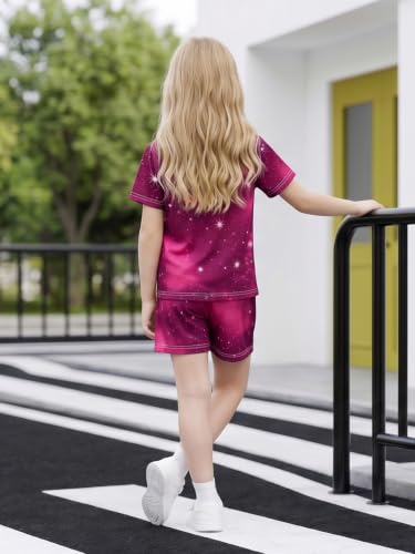Image of 5-12Y Girls Clothes Summer 2 Piece Outfits Short Sleeve T-Shirts and Shorts Kids Fashion Clothing Sets