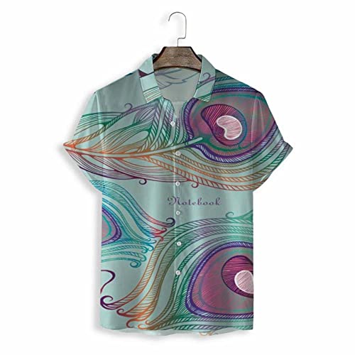 Chemise de plage manches courtes pour hommes avec imprimé tropical plumes