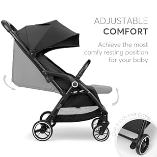 KikkaBoo Passeggino Leggero fino a 22 kg CIELA, Piegatura Automatica, Schienale Reclinabile, da Viaggio, Misura Bagaglio a Mano, Nero