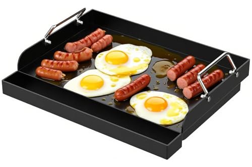 DcYourHome Universal Griddle Insert for Gas Grill/Gas Stove, Nonstick Carbon Steel Flat Top Griddle Plate for Camp Chef, Nexgrill, Kenmore Etc. All Gas Grills, Flat Top for Stove 4 Burner 17 x 13